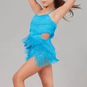 Weissman blue “see me now” cut out Fringe Dance Costume size Medium Child